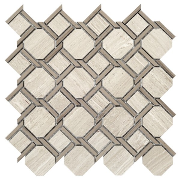 Mozaika Dunin Woodstone Grey Nodum 28 × 28 × 1 cm