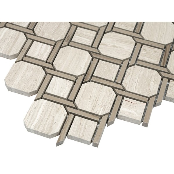 Mozaika Dunin Woodstone Grey Nodum 28 × 28 × 1 cm