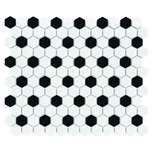 MINI HEXAGON B&W MIX PREMIUM MATT MOZAIKA DUNIN 26 x 30 cm