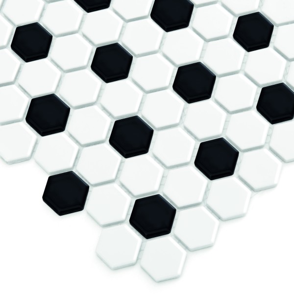 MINI HEXAGON B&W MIX PREMIUM MATT MOZAIKA DUNIN 26 x 30 cm