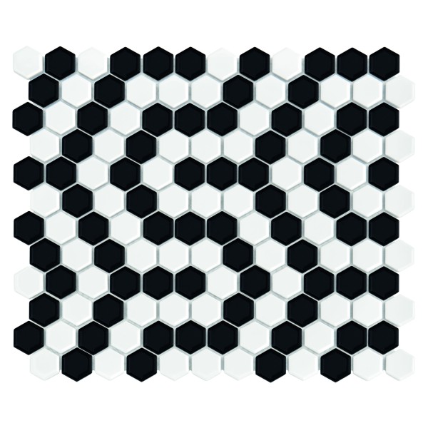 MINI HEXAGON B&W CORAL GLOSSY MOZAIKA DUNIN 26 x 30 cm