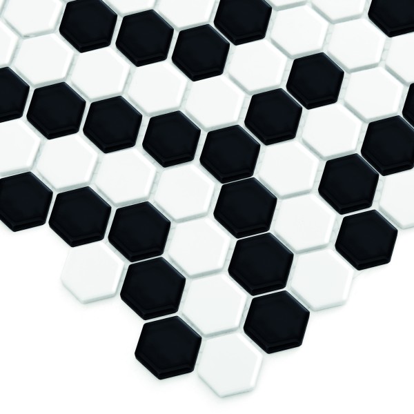 MINI HEXAGON B&W CORAL PREMIUM MATT MOZAIKA DUNIN 26 x 30 cm