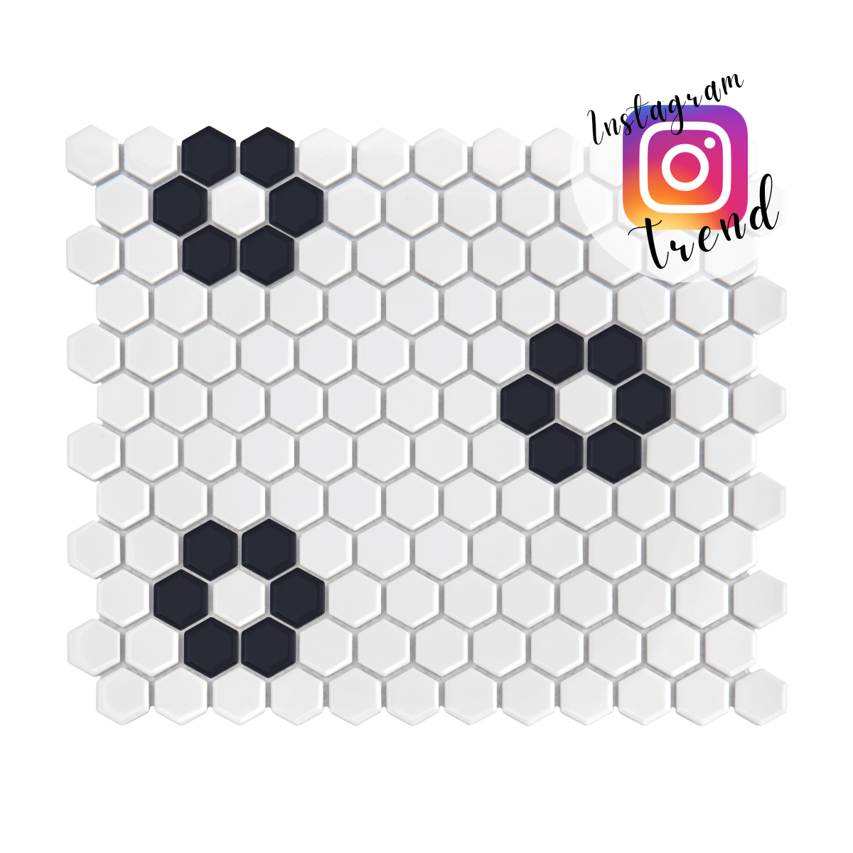MINI HEXAGON B&W FLOWER GLOSSY MOZAIKA DUNIN 26 x 30 cm