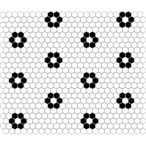 MINI HEXAGON B&W FLOWER GLOSSY MOZAIKA DUNIN 26 x 30 cm