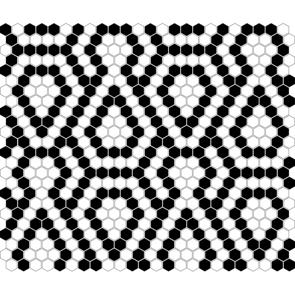 MINI HEXAGON B&W LACE GLOSSY MOZAIKA DUNIN 26 x 30 cm
