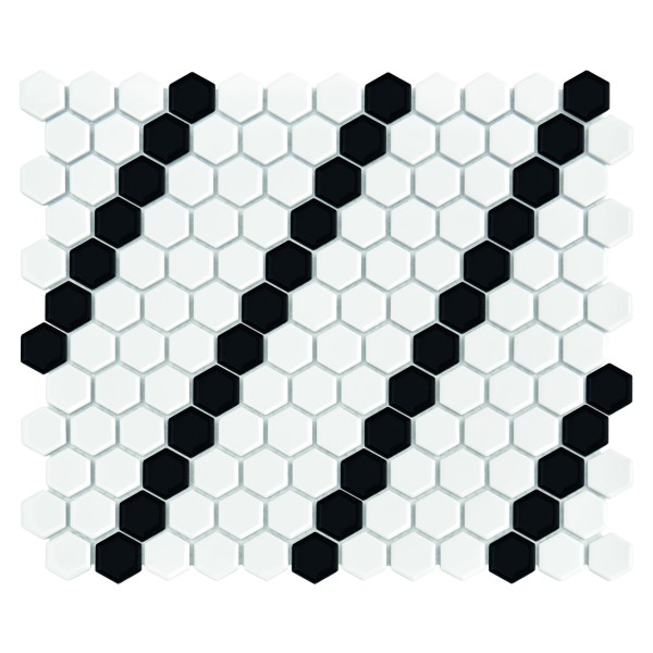 MINI HEXAGON B&W LEAN GLOSSY MOZAIKA DUNIN 26 x 30 cm