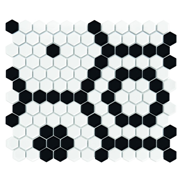 MINI HEXAGON B&W BEE GLOSSY MOZAIKA DUNIN 26 x 30 cm
