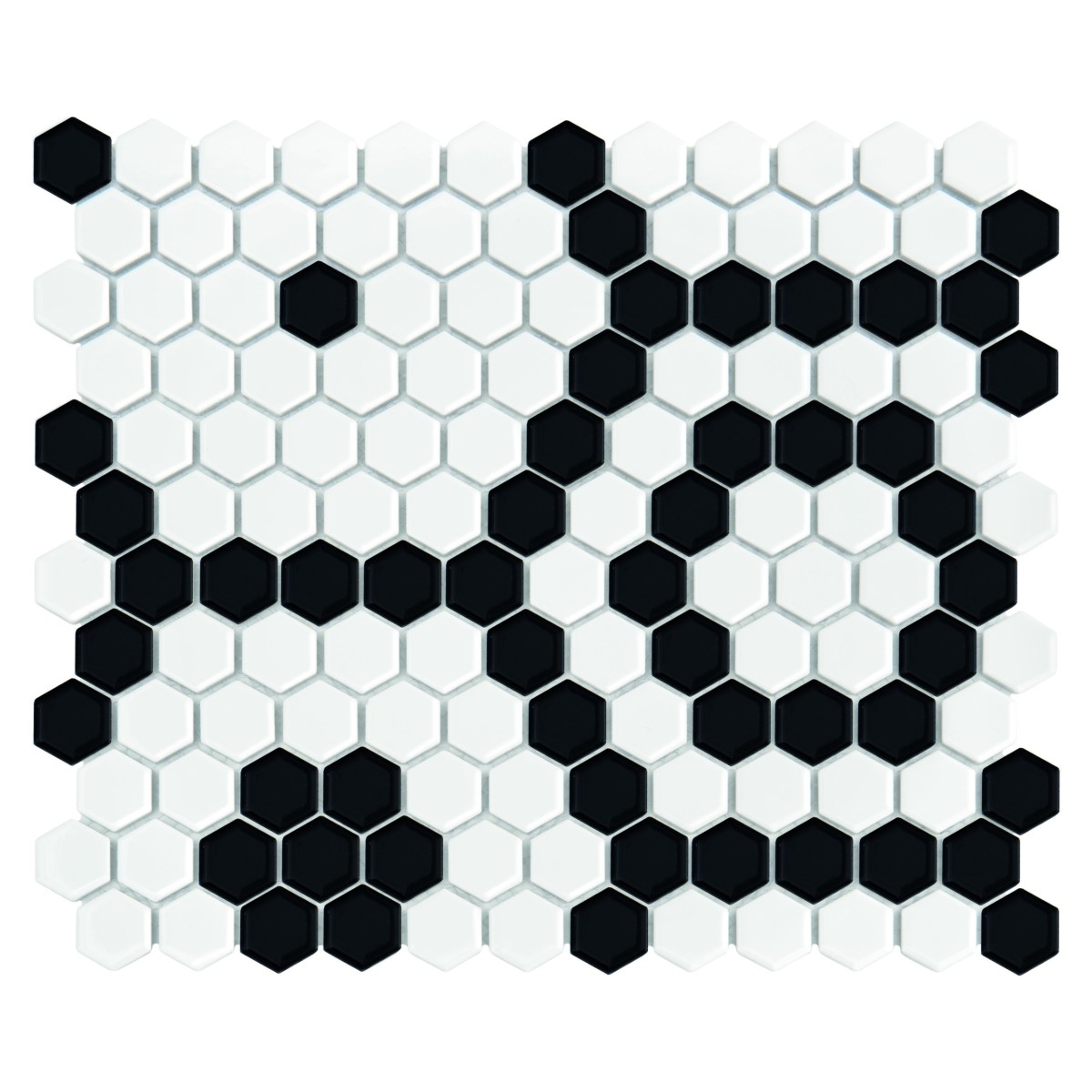 MINI HEXAGON B&W BEE GLOSSY MOZAIKA DUNIN 26 x 30 cm