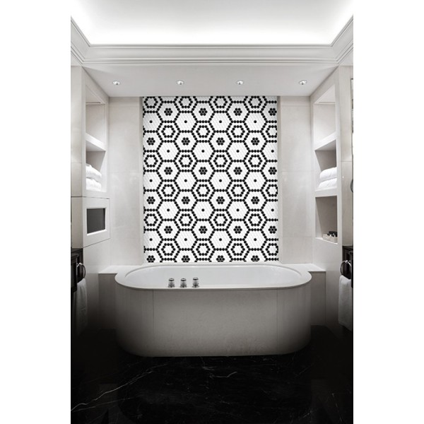 MINI HEXAGON B&W BEE GLOSSY MOZAIKA DUNIN 26 x 30 cm
