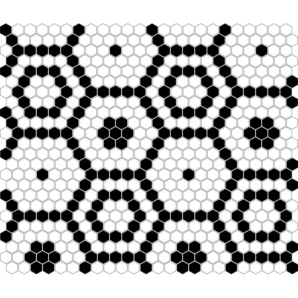 MINI HEXAGON B&W BEE GLOSSY MOZAIKA DUNIN 26 x 30 cm