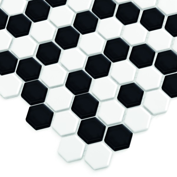MINI HEXAGON B&W NANO GLOSSY MOZAIKA DUNIN 26 x 30 cm