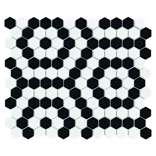 MINI HEXAGON B&W NANO PREMIUM MATT MOZAIKA DUNIN 26 x 30 cm