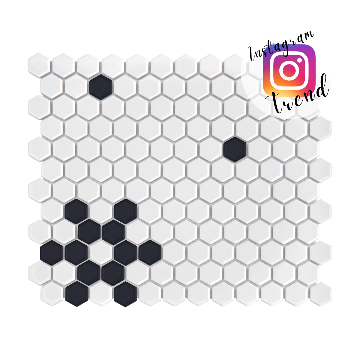 MINI HEXAGON B&W SNOW GLOSSY MOZAIKA DUNIN 26 x 30 cm