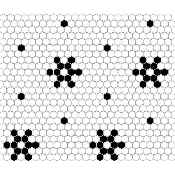 MINI HEXAGON B&W SNOW GLOSSY MOZAIKA DUNIN 26 x 30 cm