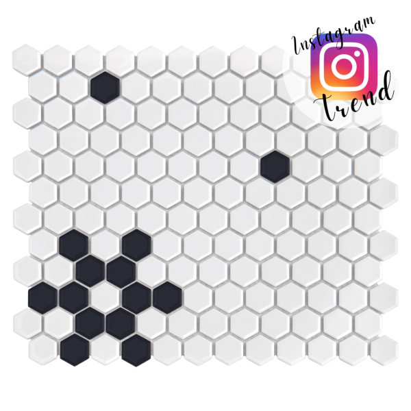 MINI HEXAGON B&W SNOW PREMIUM MATT MOZAIKA DUNIN 26 x 30 cm