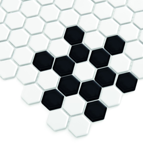 MINI HEXAGON B&W SNOW PREMIUM MATT MOZAIKA DUNIN 26 x 30 cm