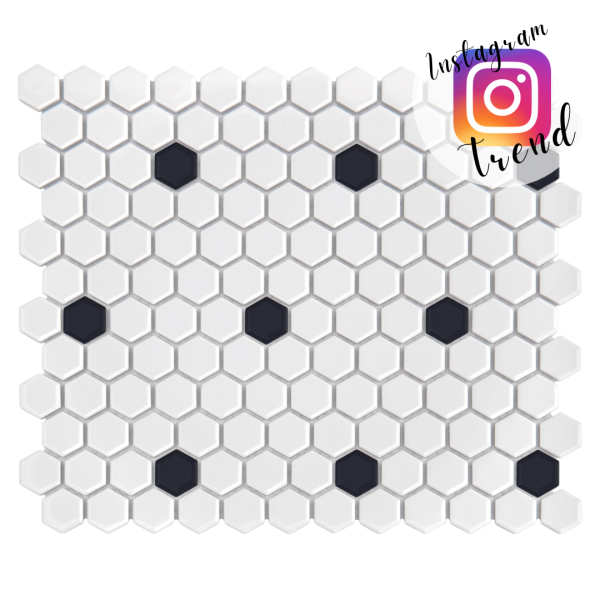 MINI HEXAGON B&W SPOT GLOSSY MOZAIKA DUNIN 26 x 30 cm
