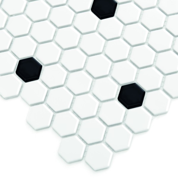 MINI HEXAGON B&W SPOT GLOSSY MOZAIKA DUNIN 26 x 30 cm