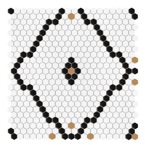 MINI HEXAGON ROMBDANCE BLACK MATT MOZAIKA DUNIN 50