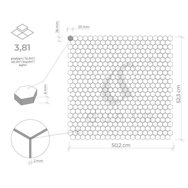 MINI HEXAGON ROMBDANCE COTTON MATT MOZAIKA DUNIN 50