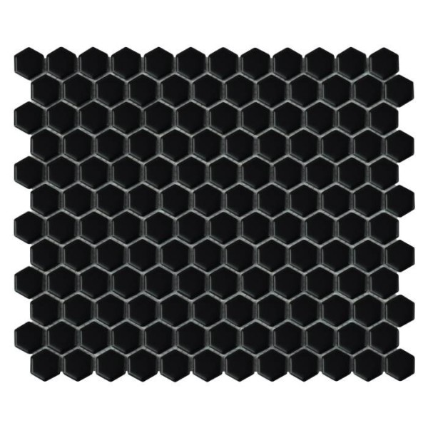 MINI HEXAGON BLACK MATT MOZAIKA DUNIN 30 x 26 cm