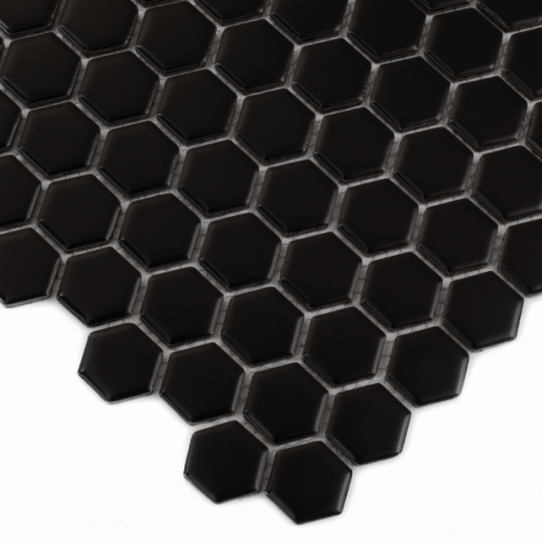 MINI HEXAGON BLACK MATT MOZAIKA DUNIN 30 x 26 cm