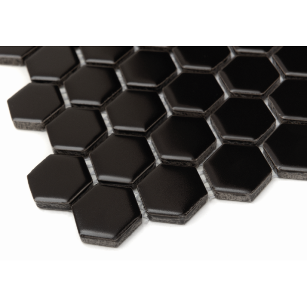 MINI HEXAGON BLACK MATT MOZAIKA DUNIN 30 x 26 cm
