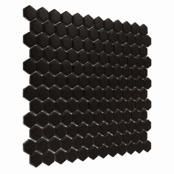 MINI HEXAGON BLACK MATT MOZAIKA DUNIN 30 x 26 cm