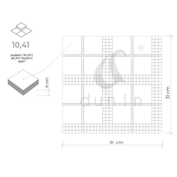 CARRARA TARTAN MOZAIKA DUNIN 31 x 31 x 1 cm