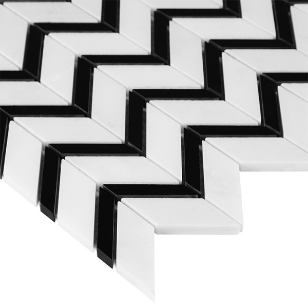 PURE WHITE CHEVRON MIX MOZAIKA DUNIN 31 x 30