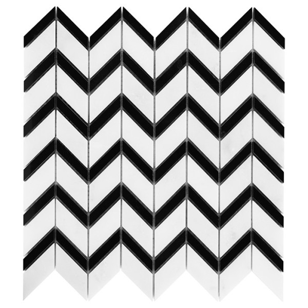 PURE WHITE CHEVRON MIX MOZAIKA DUNIN 31 x 30