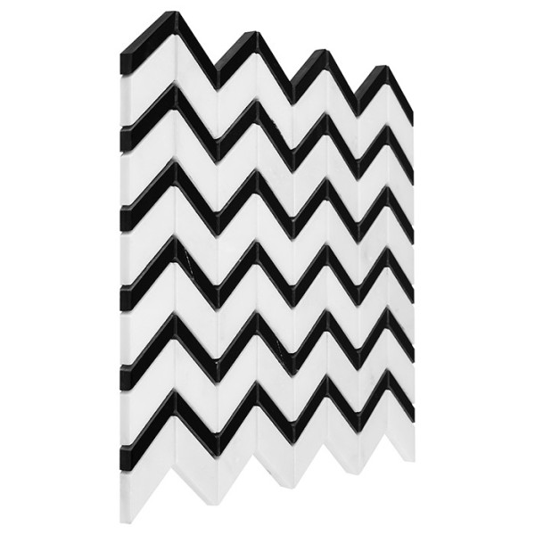 PURE WHITE CHEVRON MIX MOZAIKA DUNIN 31 x 30