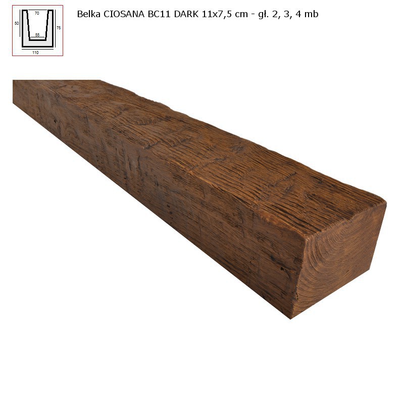 BC11  BELKA  CIEMNY BRĄZ  - 7,5 x 11 x 300 cm